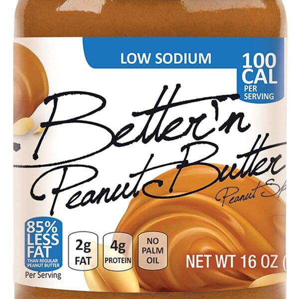 Better'n Peanut Butter, Low Sodium Peanut Spread, Low Fat and Gluten Free, 1 Pound (Pack of 6)