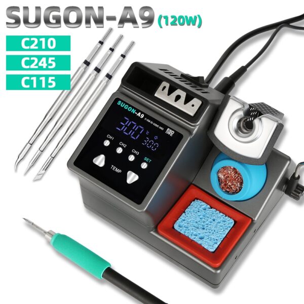 SUGON-A9 Soldering Station Compatible JBC Soldering Iron Tips C210/C245/C115 Handle Lead-free Electronic Welding Rework Station
